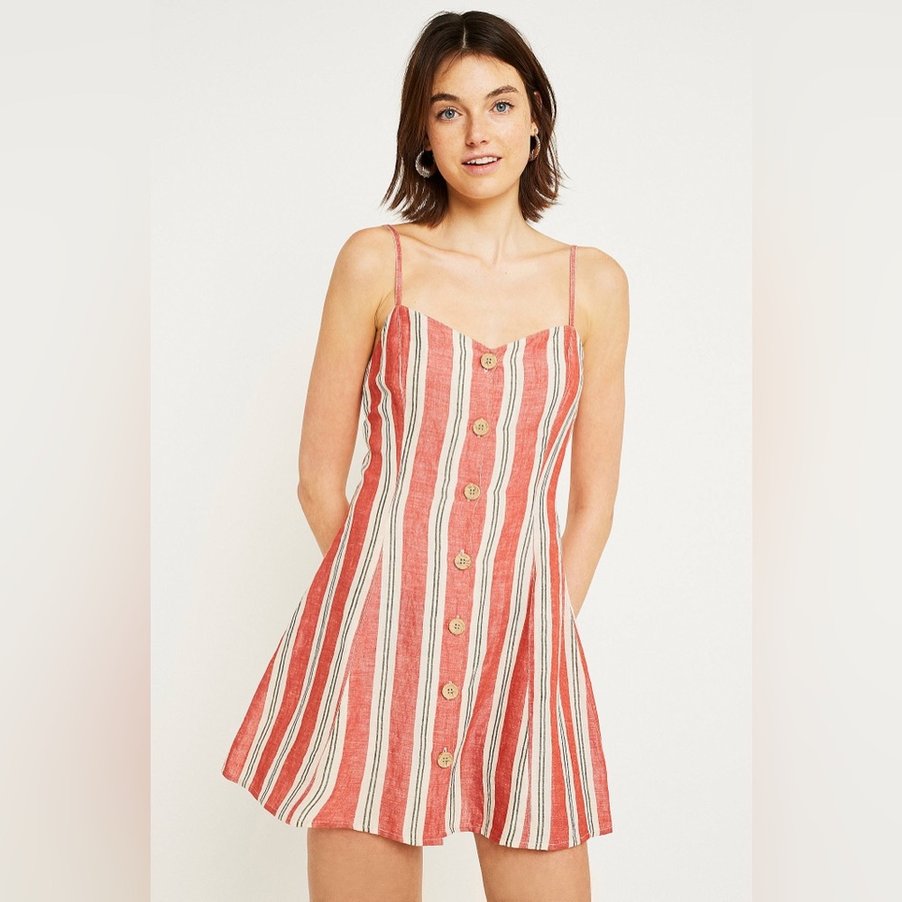 Urban Outfitters Striped Ladder Back Linen Mini Dress